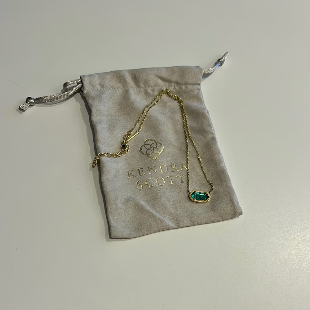 Kendra Scott Gold Necklace with Teal Pendant